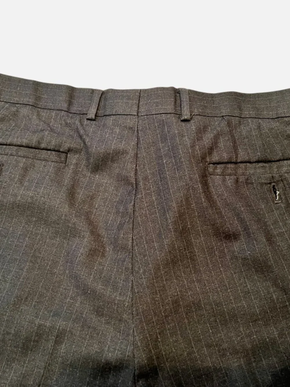 Braggi Men's Dress Pants 38x30 Charcoal Gray Pinstripe Flat Front Straight Leg